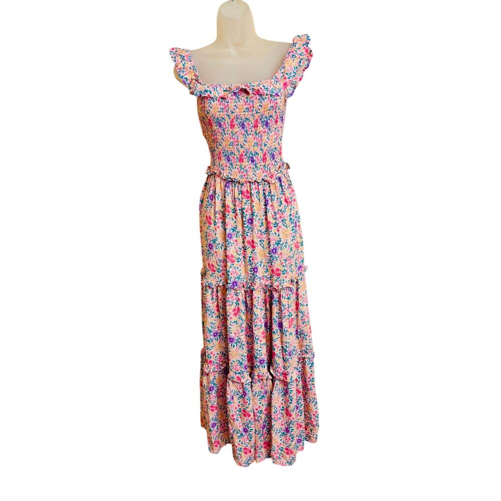Abel the Label floral cottage core country cotton milk maid sundress sz Med